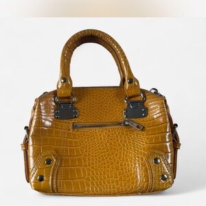 Crocodile-Embossed Tan Handbag